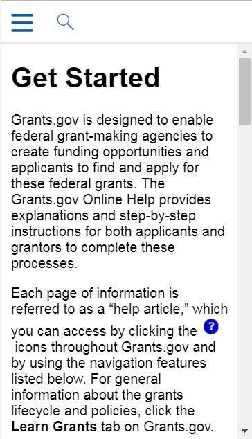 Grants Gov Online Help